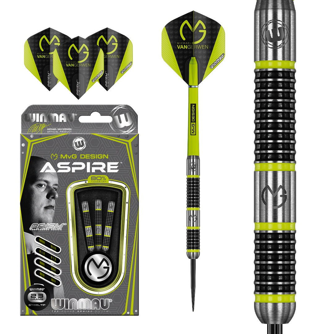 Michael Van Gerwen MVG Aspire 80% Tungsten Steel Tip Darts by Winmau