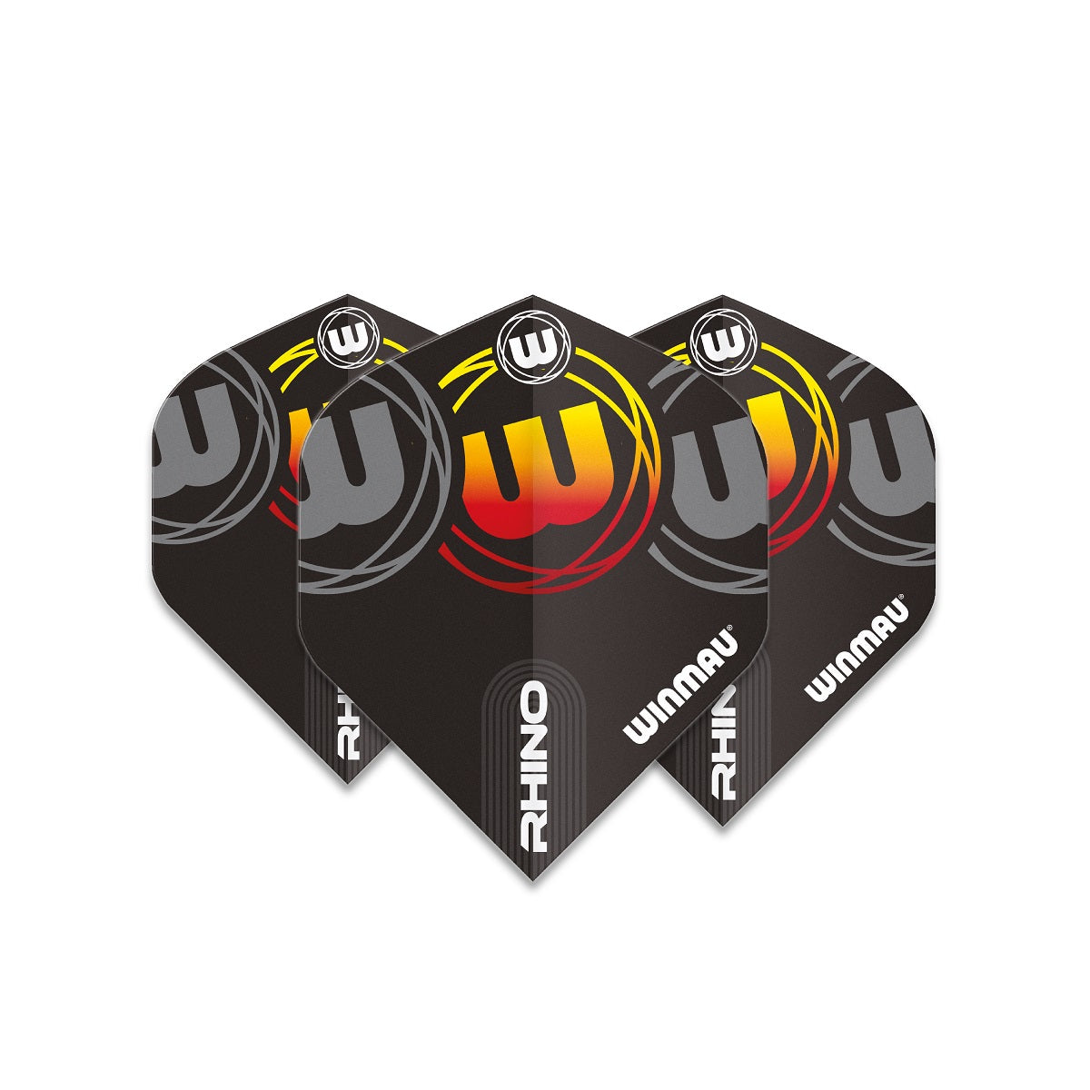 Winmau Rhino Extra Thick Standard Black, Grey, Red & Yellow Dart Flights