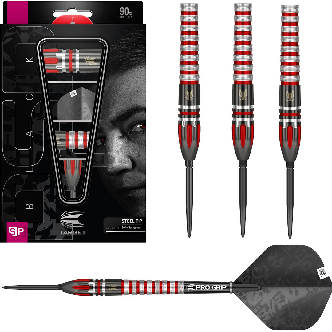 Nathan Aspinall 90% Tungsten Black Swiss Point Steel Tip Darts by Target