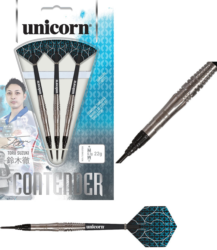 Toru Suzuki P2 90% Tungsten Contender Soft Tip Darts by Unicorn