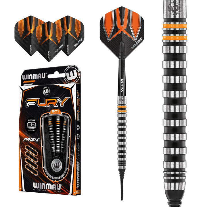 Winmau Fury 90% Tungsten Soft Tip Darts by Winmau