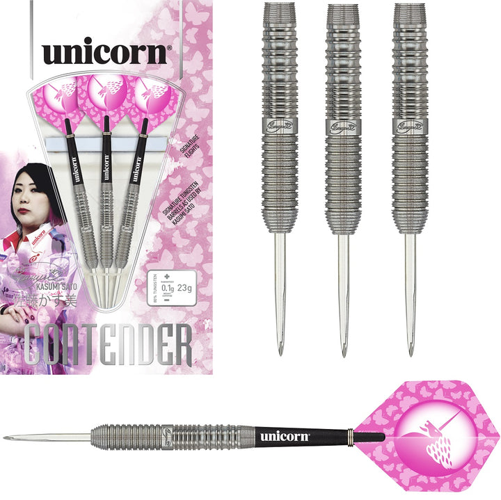 Kasumi Sato 90% Tungsten Contender Steel Tip darts by Unicorn