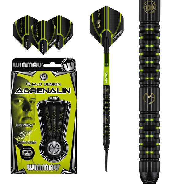 Ailerons De Fléchettes Winmau Prism Alpha MVG – Noir Et Vert, épais, Translucides Et Aérodynamiques