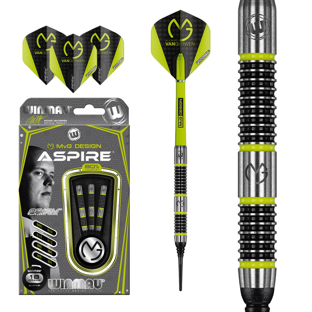 Michael Van Gerwen MVG Aspire 80% Tungsten Soft Tip Darts by Winmau