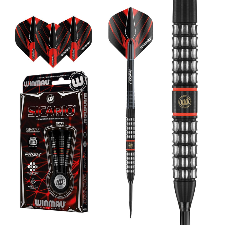 Winmau Sicario 1455 Onyx 90% Tungsten Steel Tip Darts