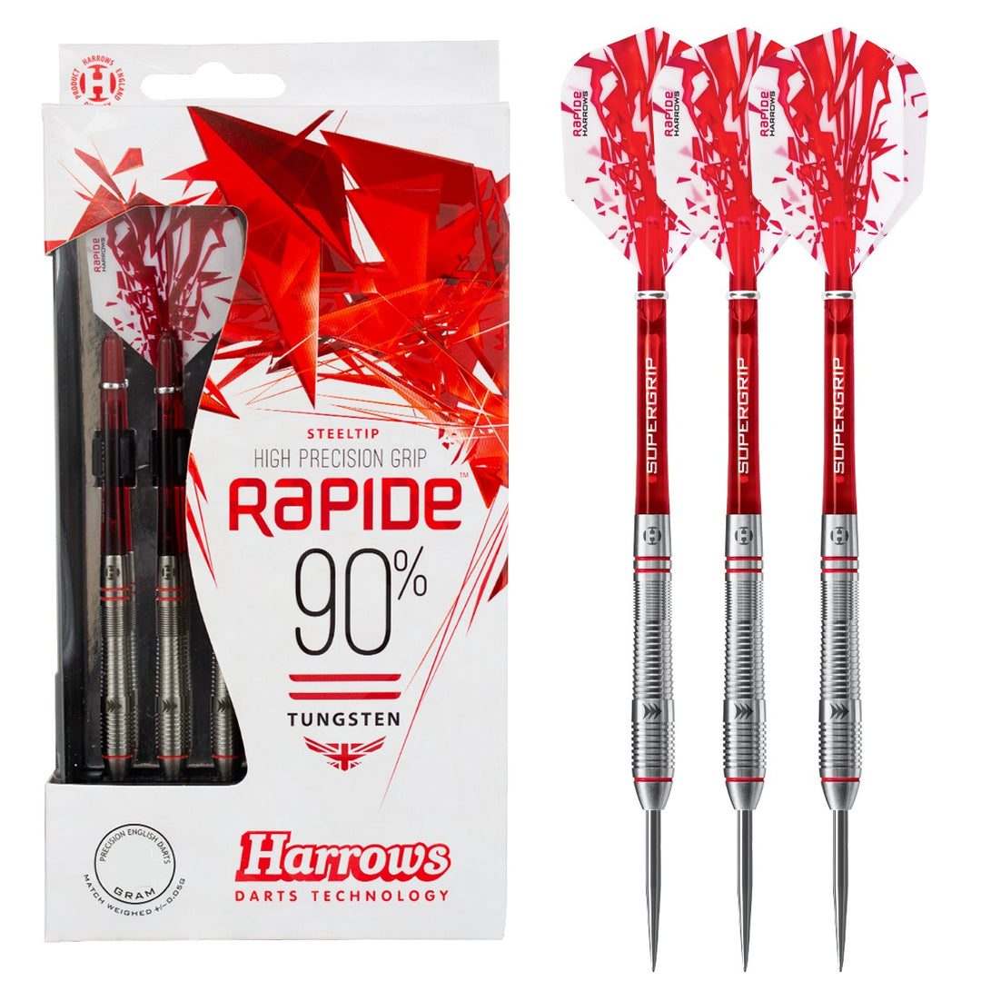 Harrows Rapide 90% Tungsten Steel Tip Darts - Style B - Ringed