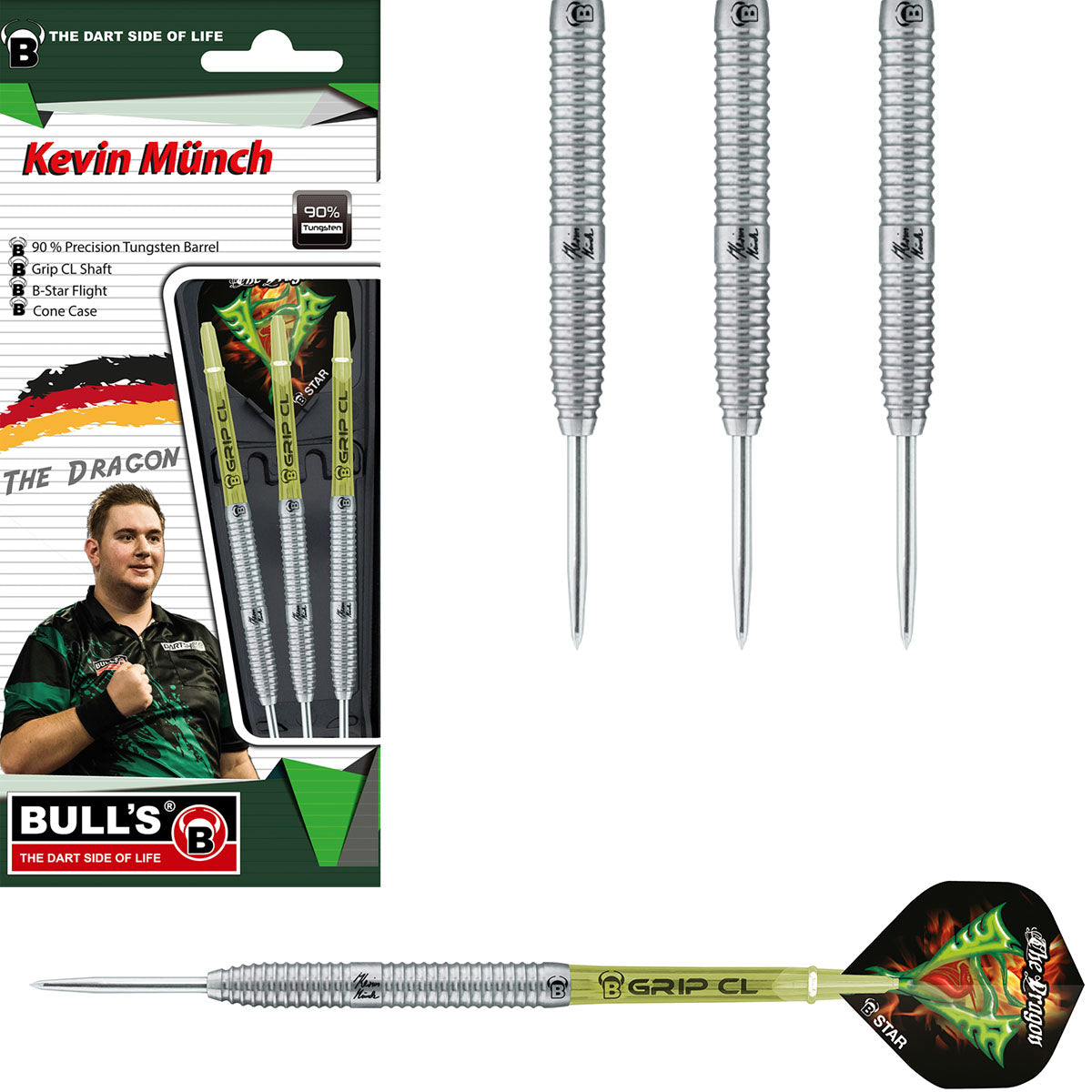 Kevin Munch 90% Tungsten Steel Tip Darts by Bulls