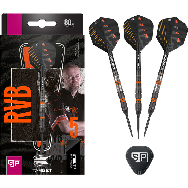 Raymond Van Barneveld 80% Black Swiss Point Steel Tip Darts by Target