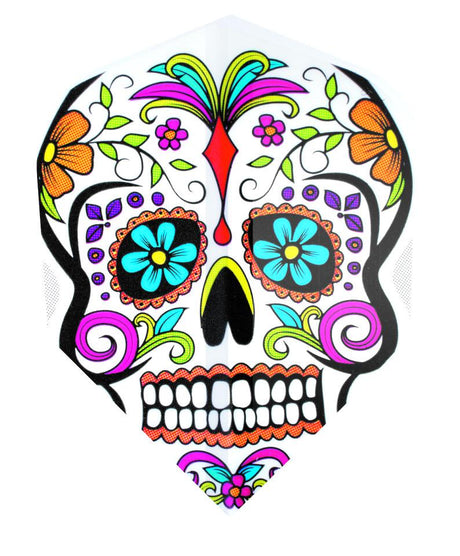 Harrows Quadro Coloured Skull on White  Dart Flights (FB2003)