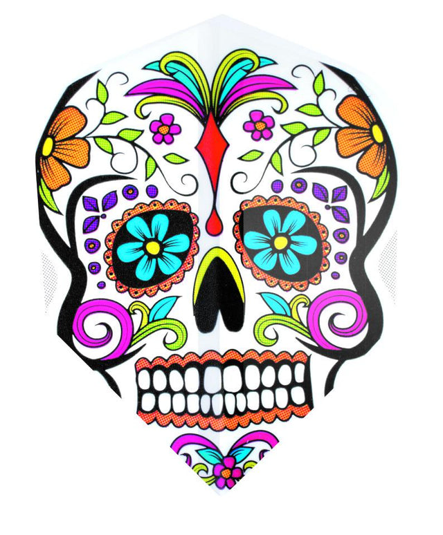 Harrows Quadro Coloured Skull on White  Dart Flights (FB2003)