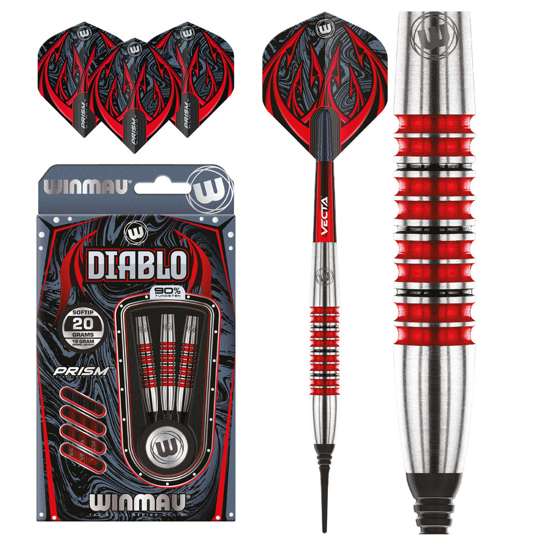 Diablo 90% Tungsten Soft Tip Darts by Winmau - Torpedo Barrel