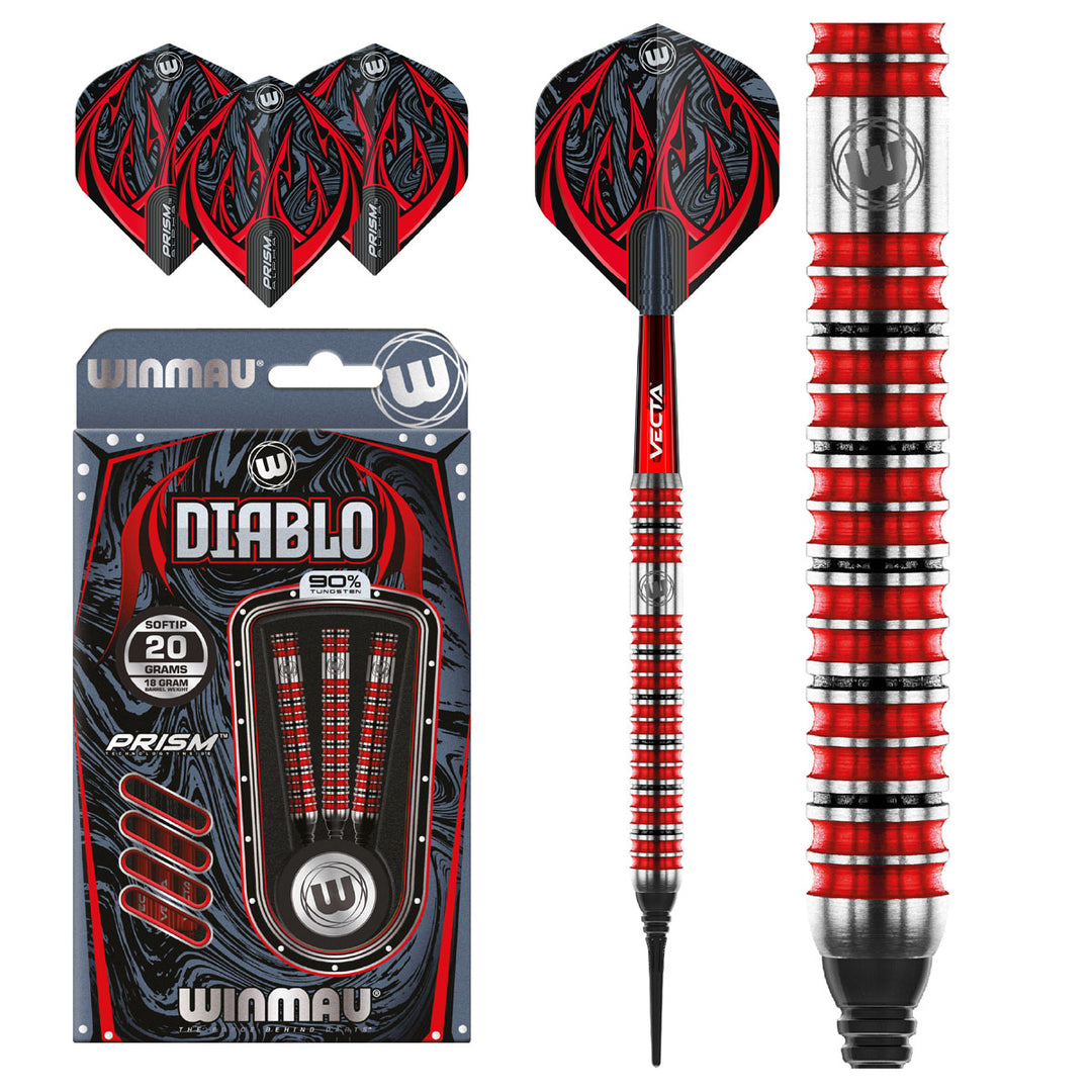 Diablo 90% Tungsten Soft Tip Darts by Winmau - Straight Barrel