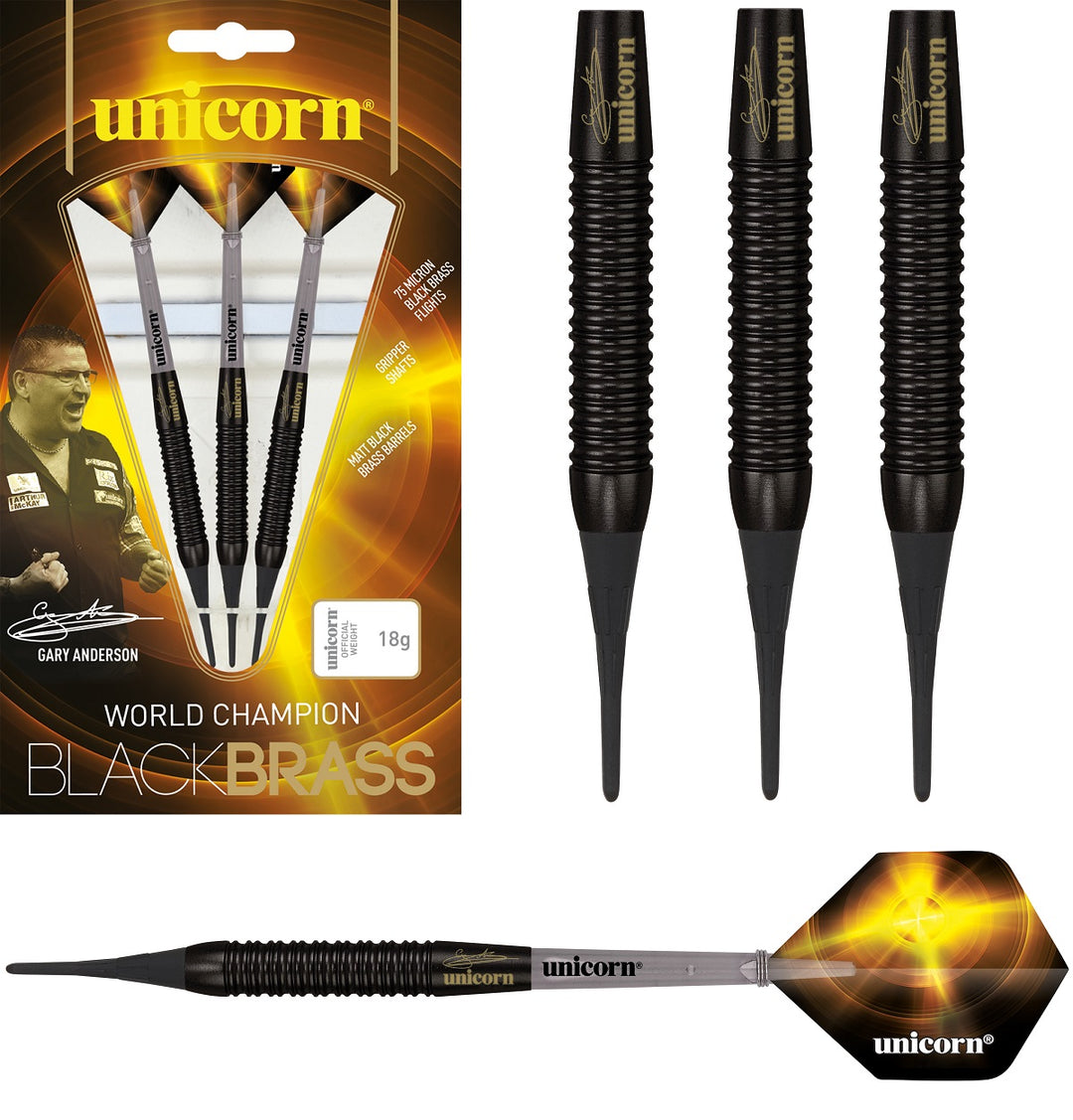 Unicorn Gary Anderson Style 1 Black Brass Soft Tip Darts