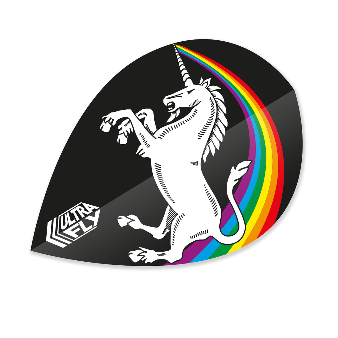 Unicorn Ultrafly Black Rainbow Pear Dart Flights