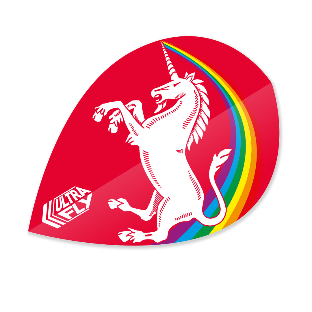 Unicorn Ultrafly Red Rainbow Pear Dart Flights