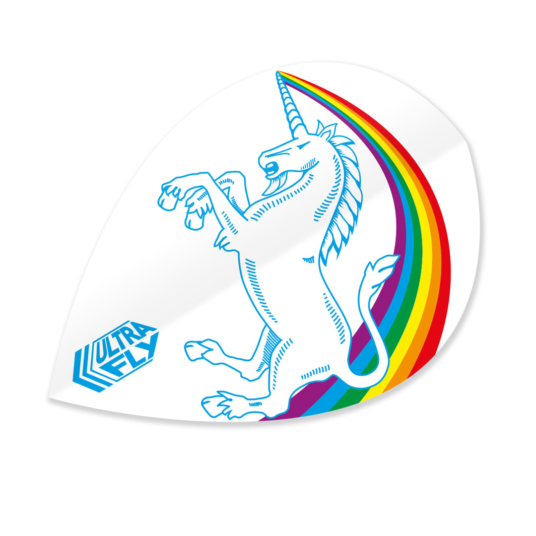 Unicorn Ultrafly White Rainbow Pear Dart Flights