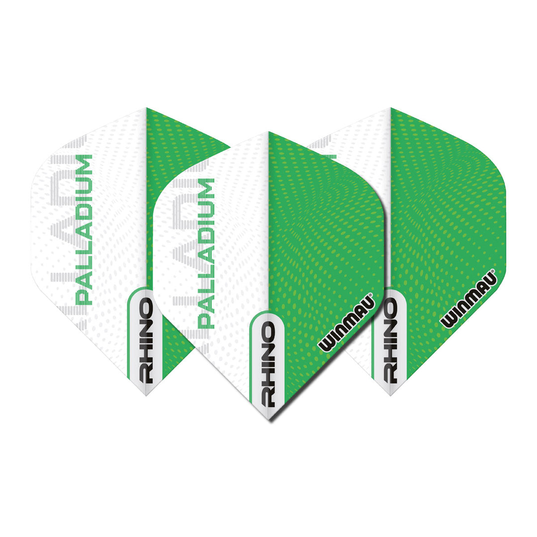 Rhino Extra Thick Palladium Green and White Standard Dart Flights by Winmau