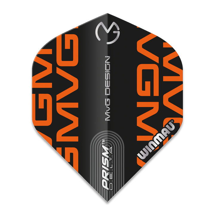Prism Delta MVG Black and Orange Logo Standard Dart Flights by Winmau