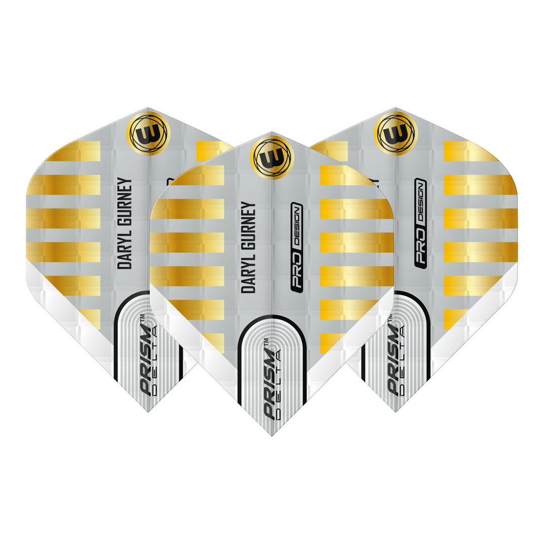 Prism Delta Daryl Gurney White and Gold Embossed Standard Dart Flights by Winmau