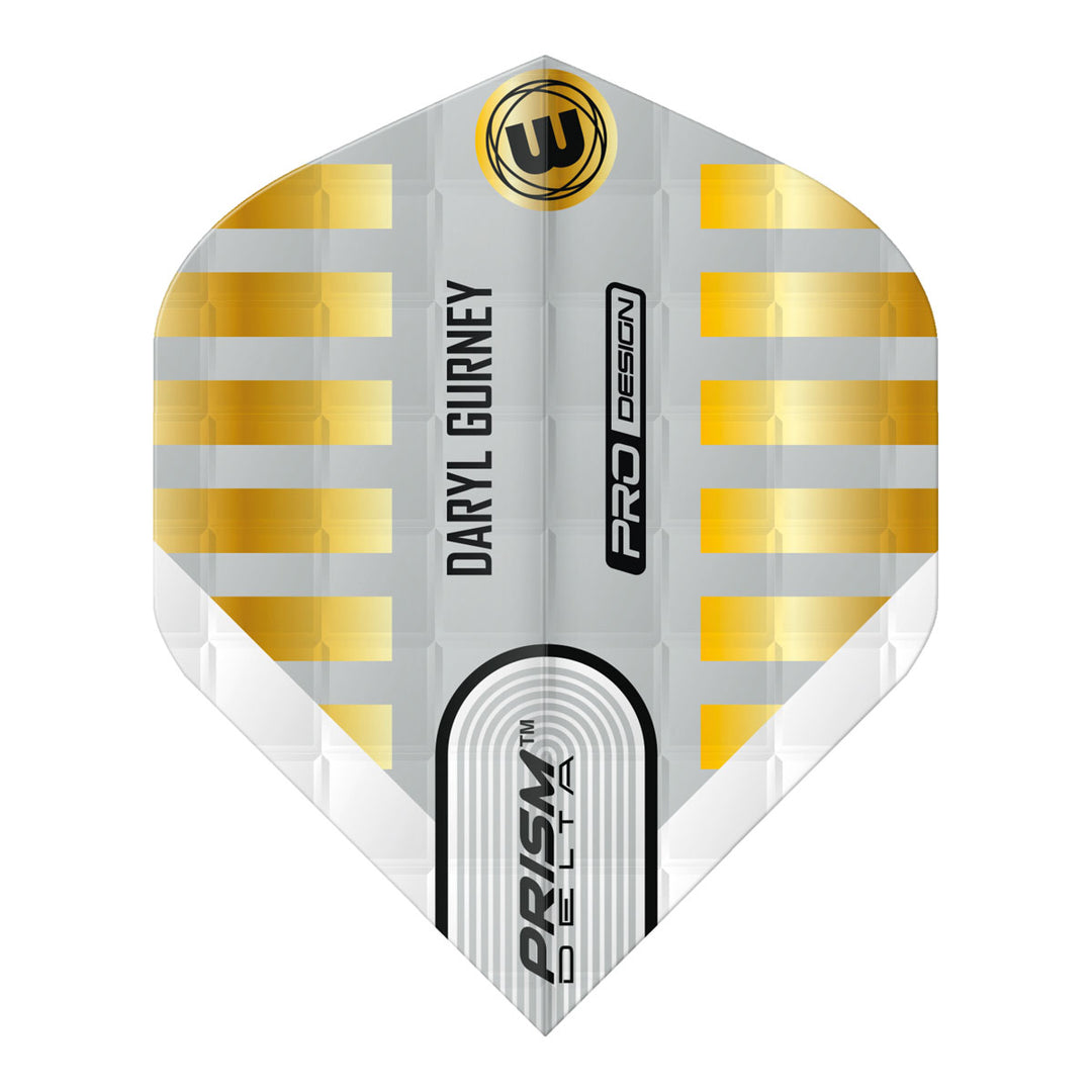 Prism Delta Daryl Gurney White and Gold Embossed Standard Dart Flights by Winmau