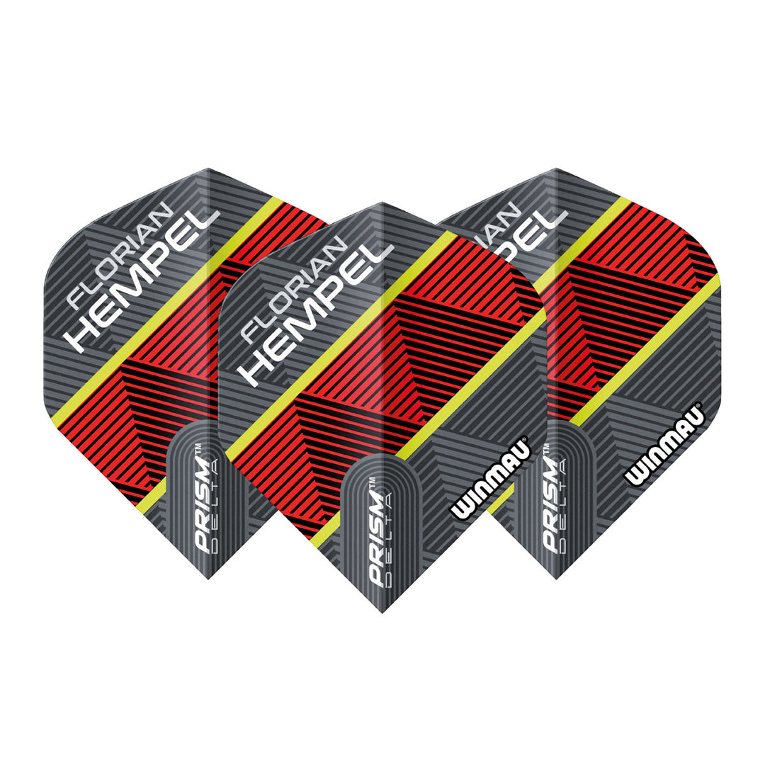 Prism Delta Florian Hempel Grey & Red Standard Dart Flights by Winmau