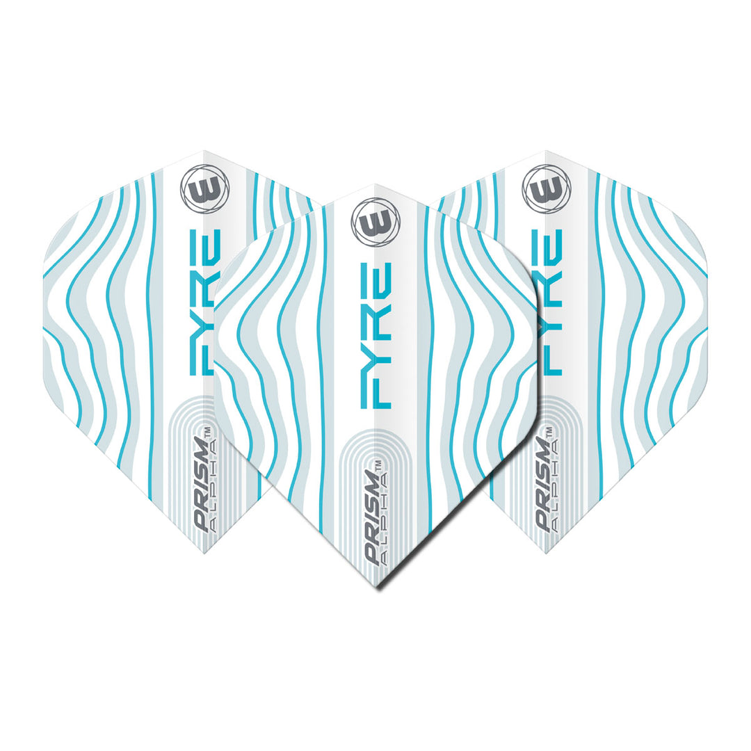 Prism Alpha Fyre White, Aqua and Blue Standard Dart Flights by Winmau