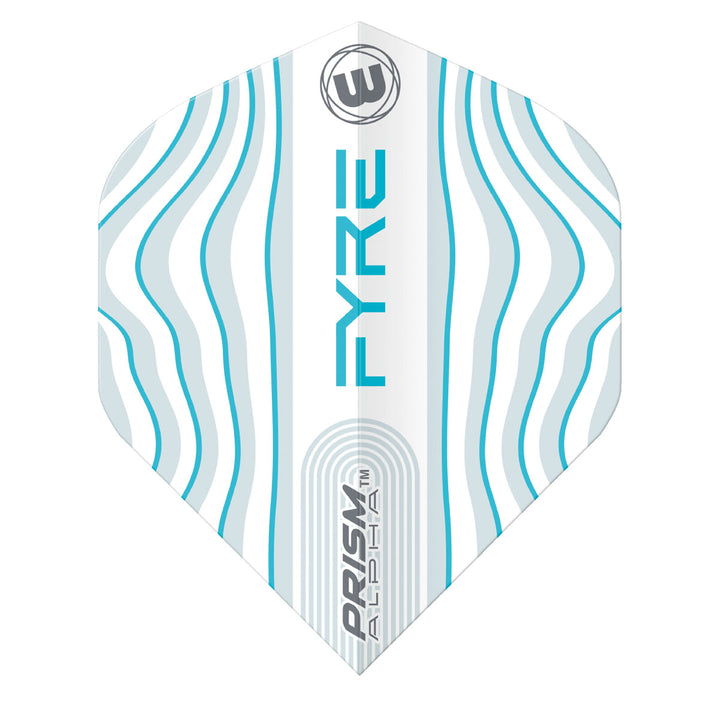 Prism Alpha Fyre White, Aqua and Blue Standard Dart Flights by Winmau