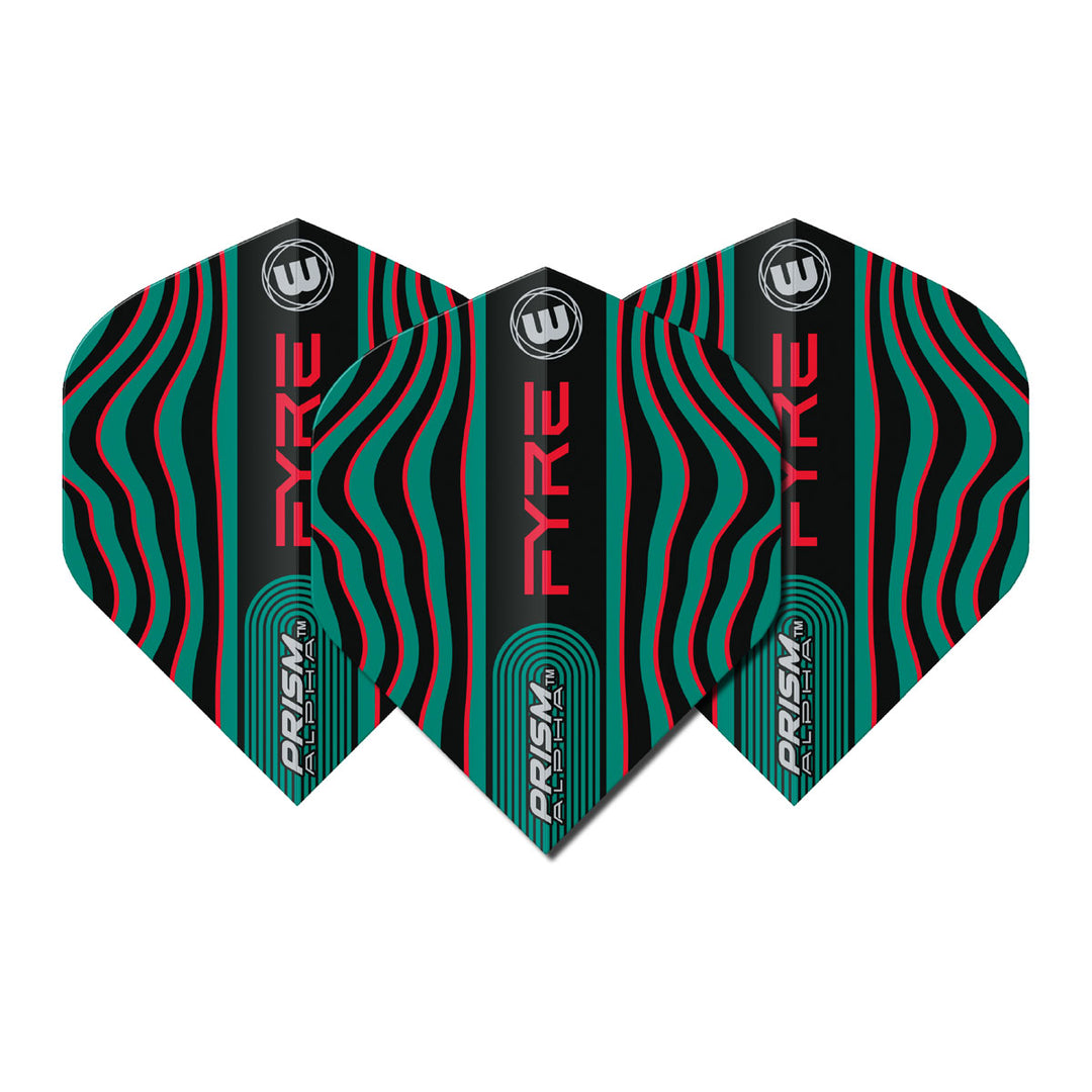 Prism Alpha Fyre Black, Turquoise and Red Standard Dart Flights by Winmau