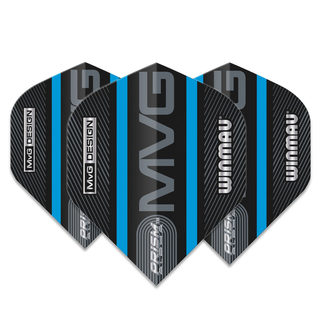 Prism Alpha MVG Black and Blue Logo Stripe Standard Dart Flights by Winmau