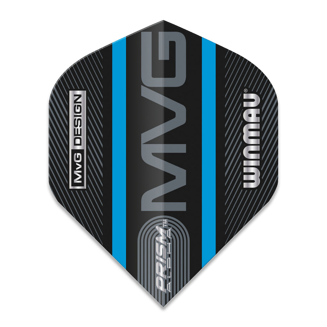 Prism Alpha MVG Black and Blue Logo Stripe Standard Dart Flights by Winmau