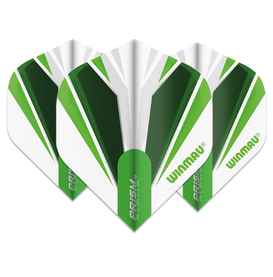 Winmau Prism Alpha Dart Flights 100 micron Standard Green / White