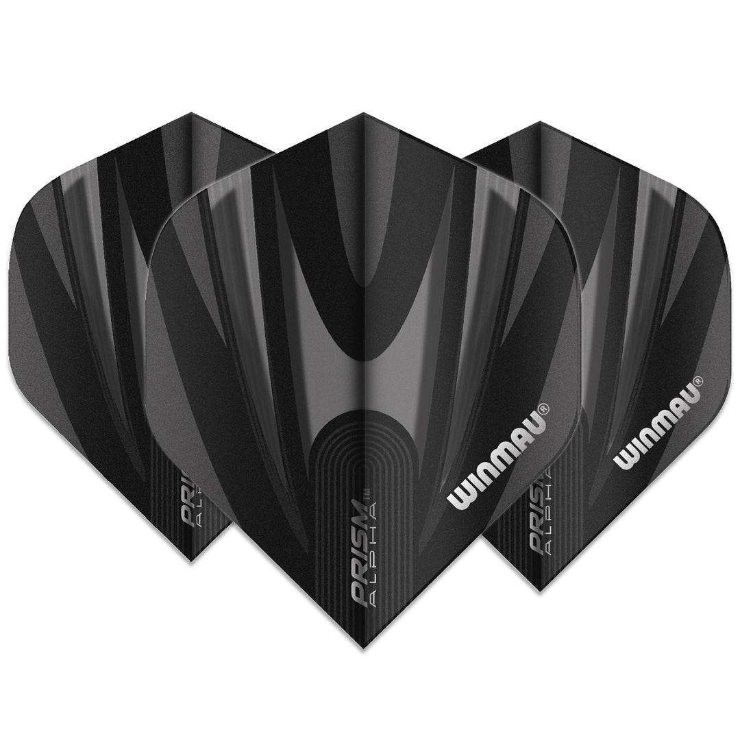 Winmau Prism Alpha Dart Flights 100 micron Standard Grey / Black