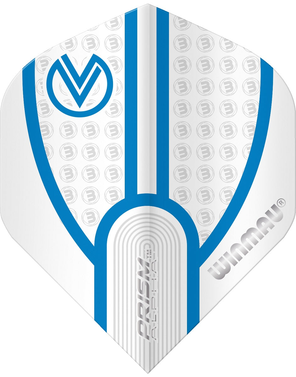 Winmau Prism Alpha Vincent van Der Voort Dart Flights 100 micron Standard Blue White