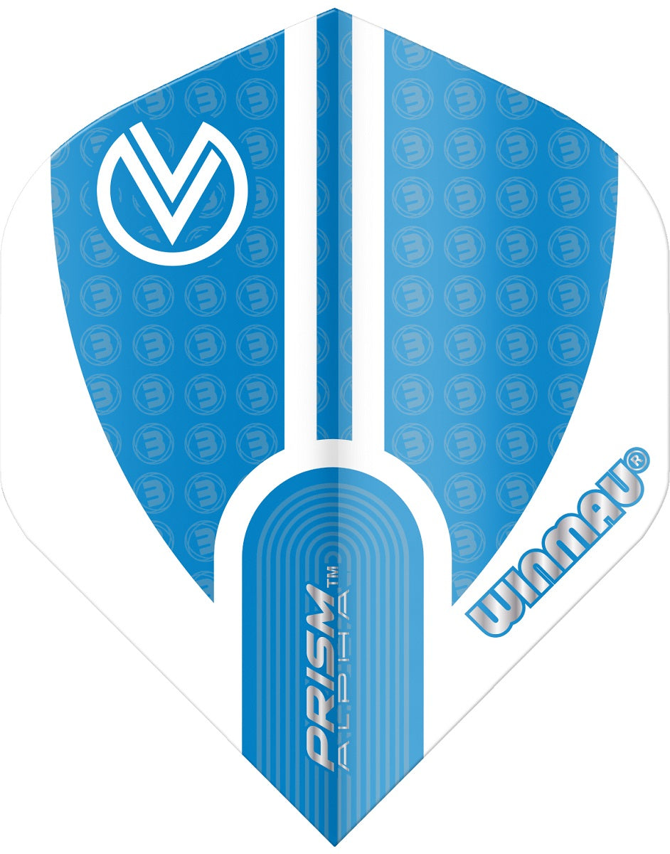 Winmau Prism Alpha Vincent van Der Voort Dart Flights 166 100 micron Standard Blue White