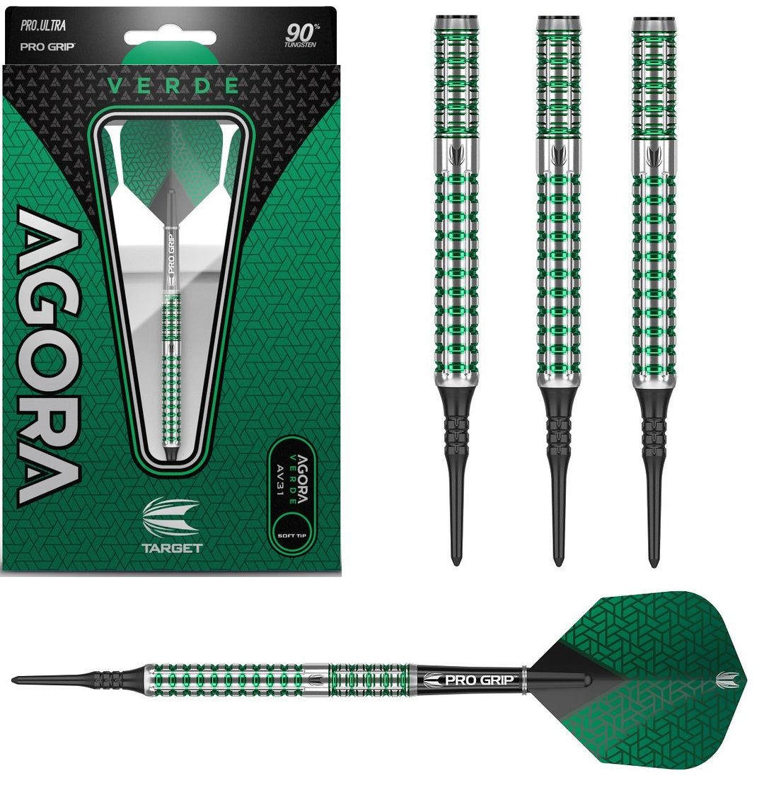 Agora Verde AV31 90% Tungsten Soft Tip Darts by Target