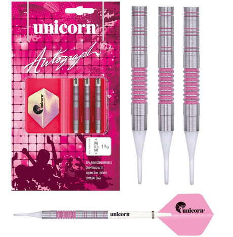 Unicorn Autograph Pink Ringed 80% Tungsten Soft Tip Darts