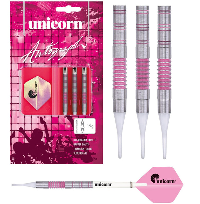 Unicorn Autograph Pink Ringed 80% Tungsten Soft Tip Darts