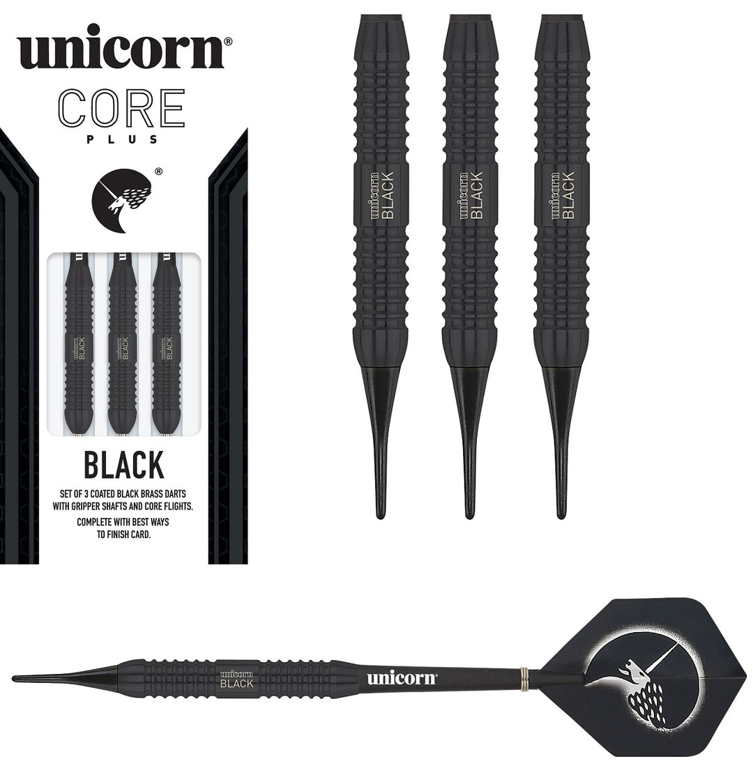 Unicorn Core Plus Black Brass Soft Tip Darts