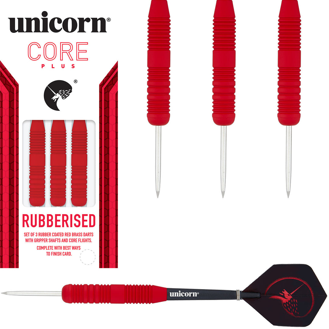 Core Plus Red Rubber Coated Brass Steel Tip Darts by Unicorn