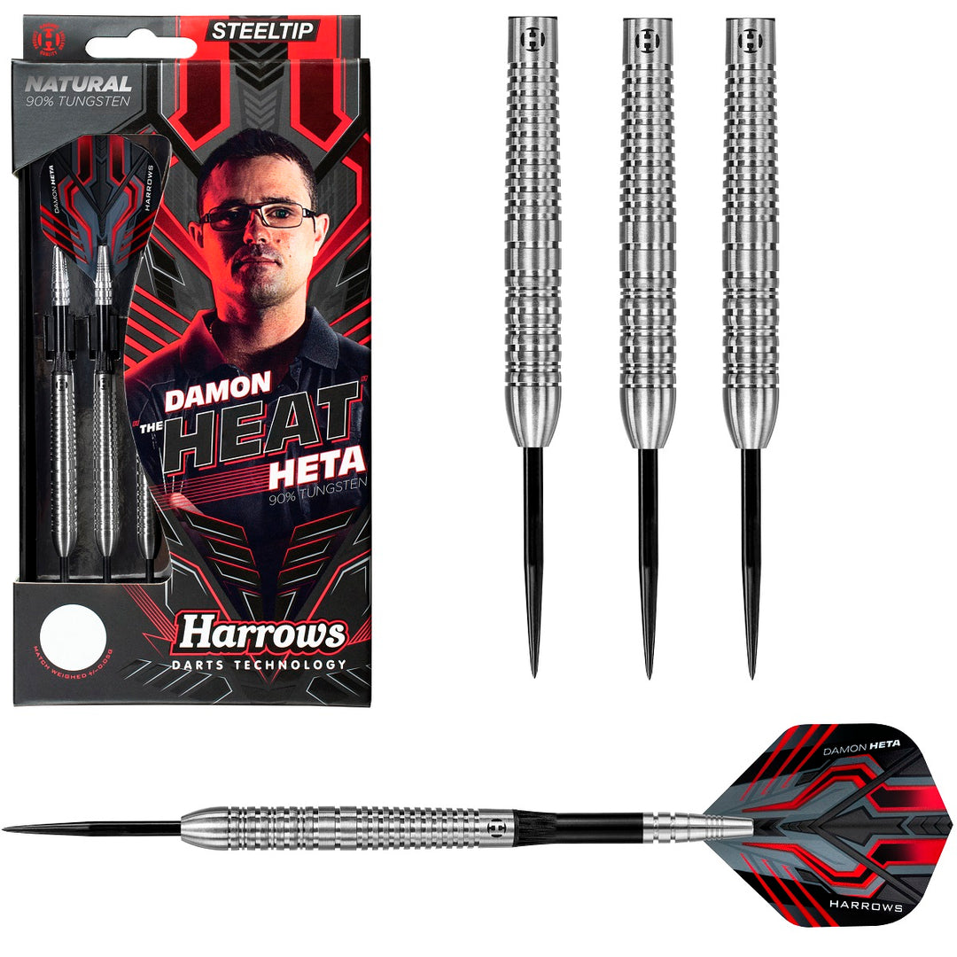 Damon Heta Natural Silver 90% Tungsten Steel Tip Darts by Harrows