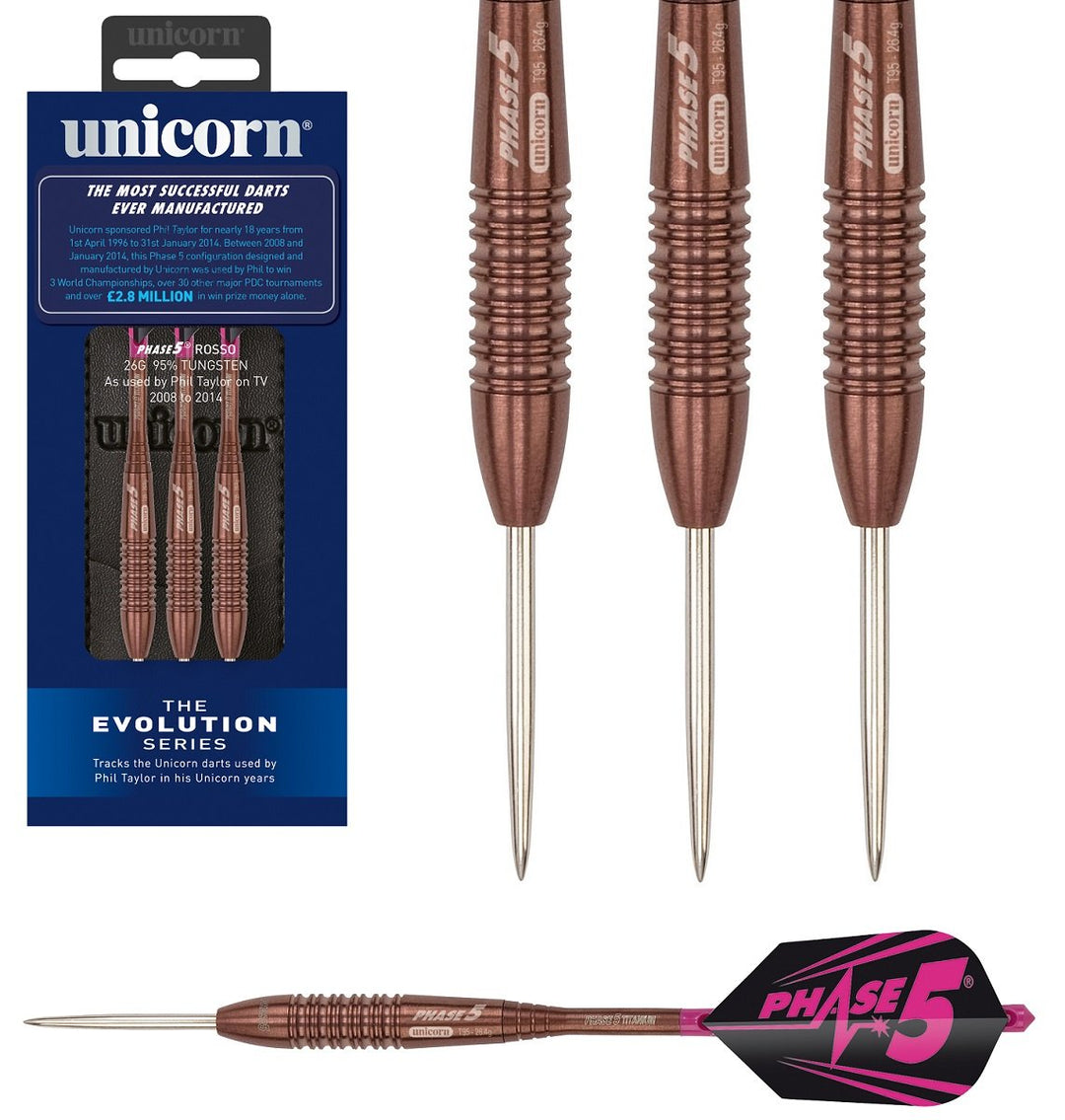 Unicorn Phase 5 Rosso 95% Tungsten Steel Tip Darts