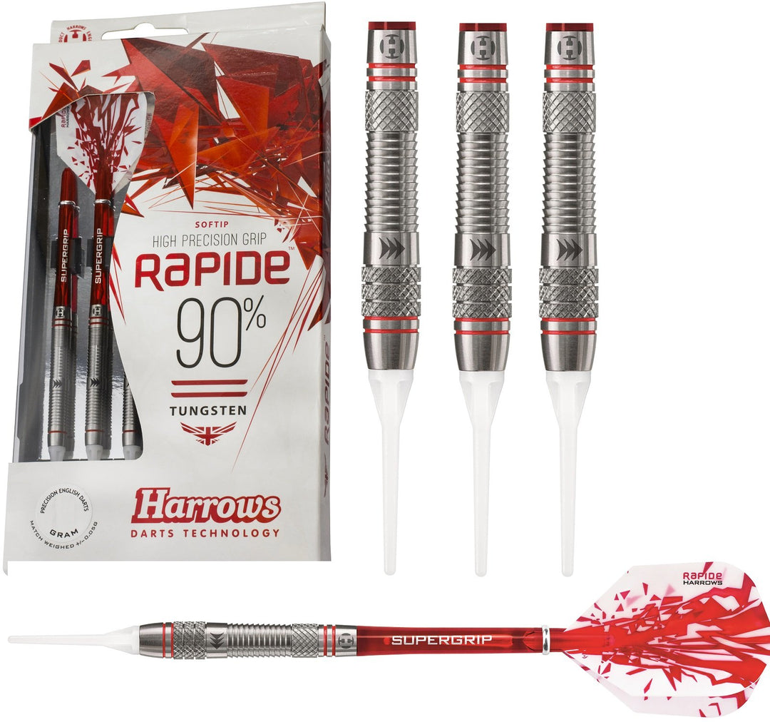 Harrows Rapide 90% Tungsten Soft Tip Darts - Style A - Knurled