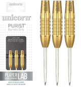 John Lowe Phase 2 Gold Shark Grip Purist 90% Tungsten Steel Tip Darts by Unicorn