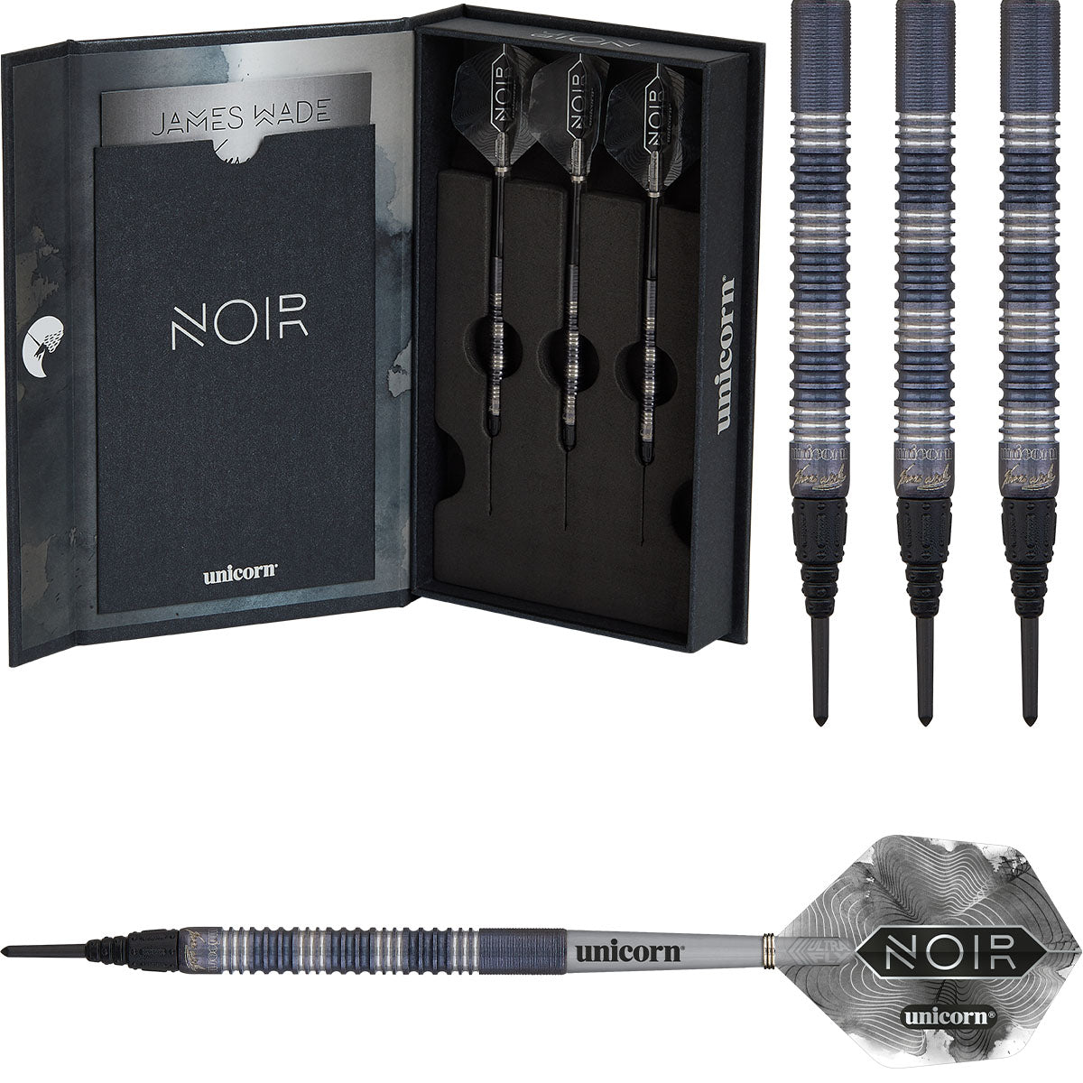 James Wade Noir 90% Tungsten Soft Tip Darts by Unicorn