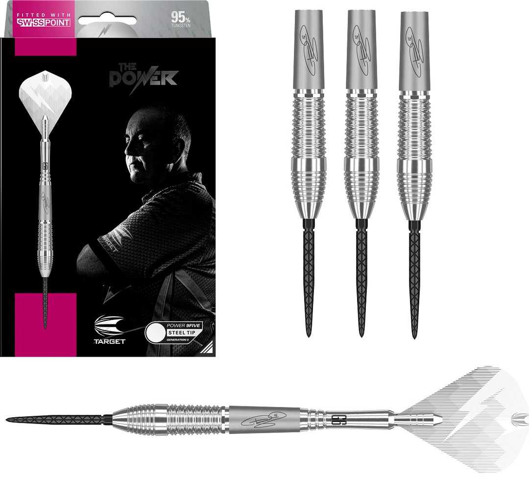 Phil Taylor Gen 6 9FIVE 95% Tungsten Steel Tip Darts by Target - Generation 6 SP