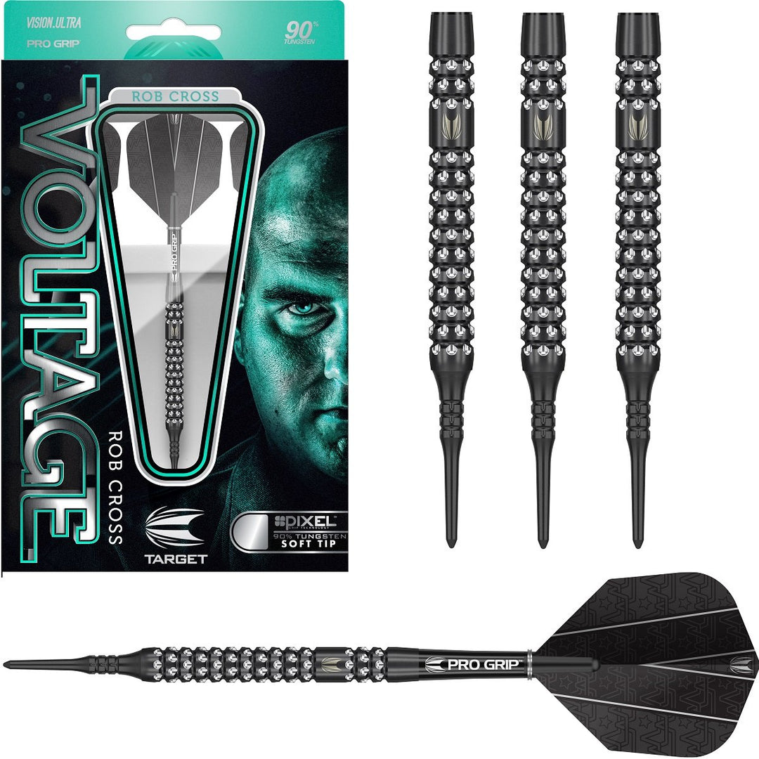 Rob Cross Black Pixel Grip 90% Tungsten Soft Tip Darts by Target