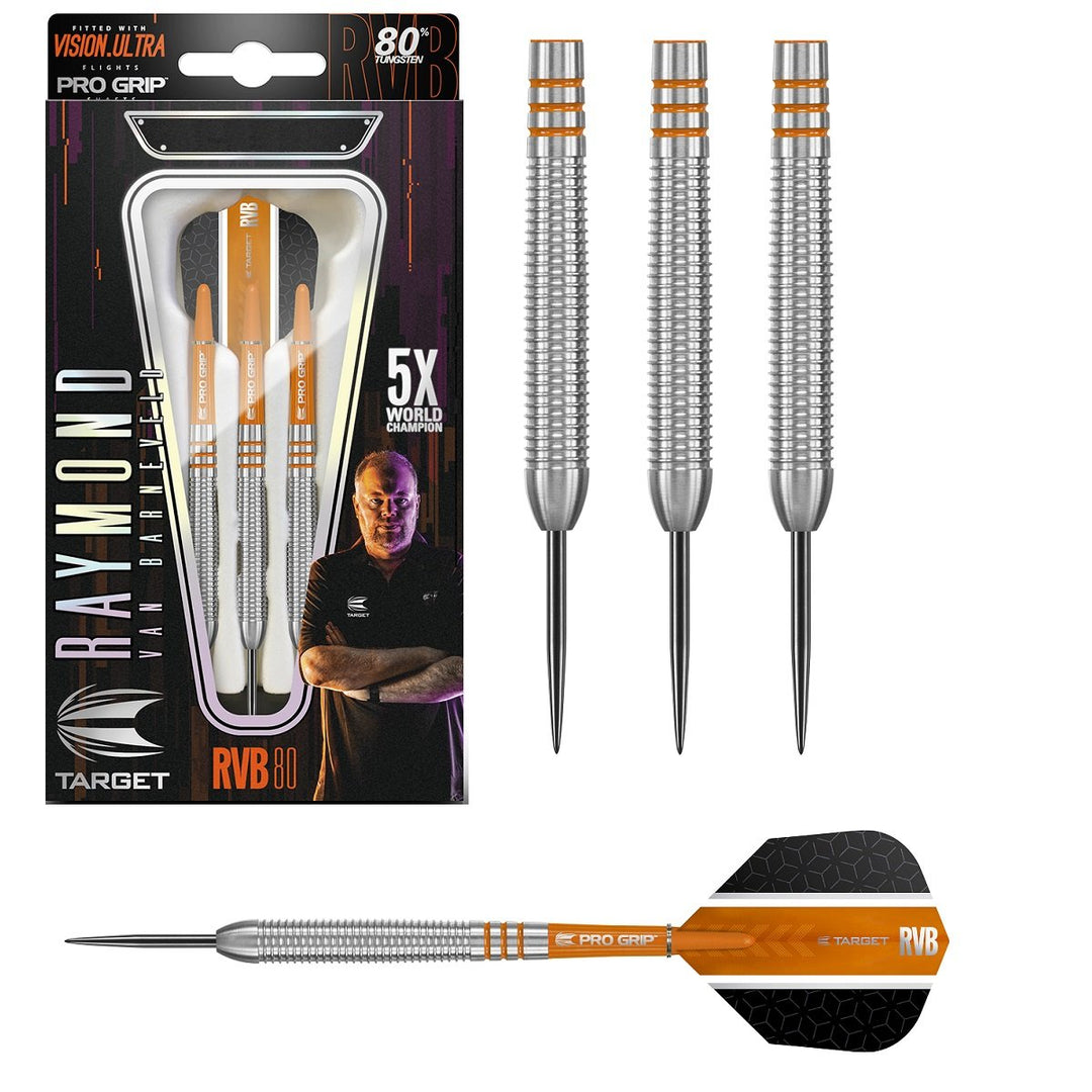 Raymond van Barneveld RVB80 Tungsten Steel Tip Darts by Target