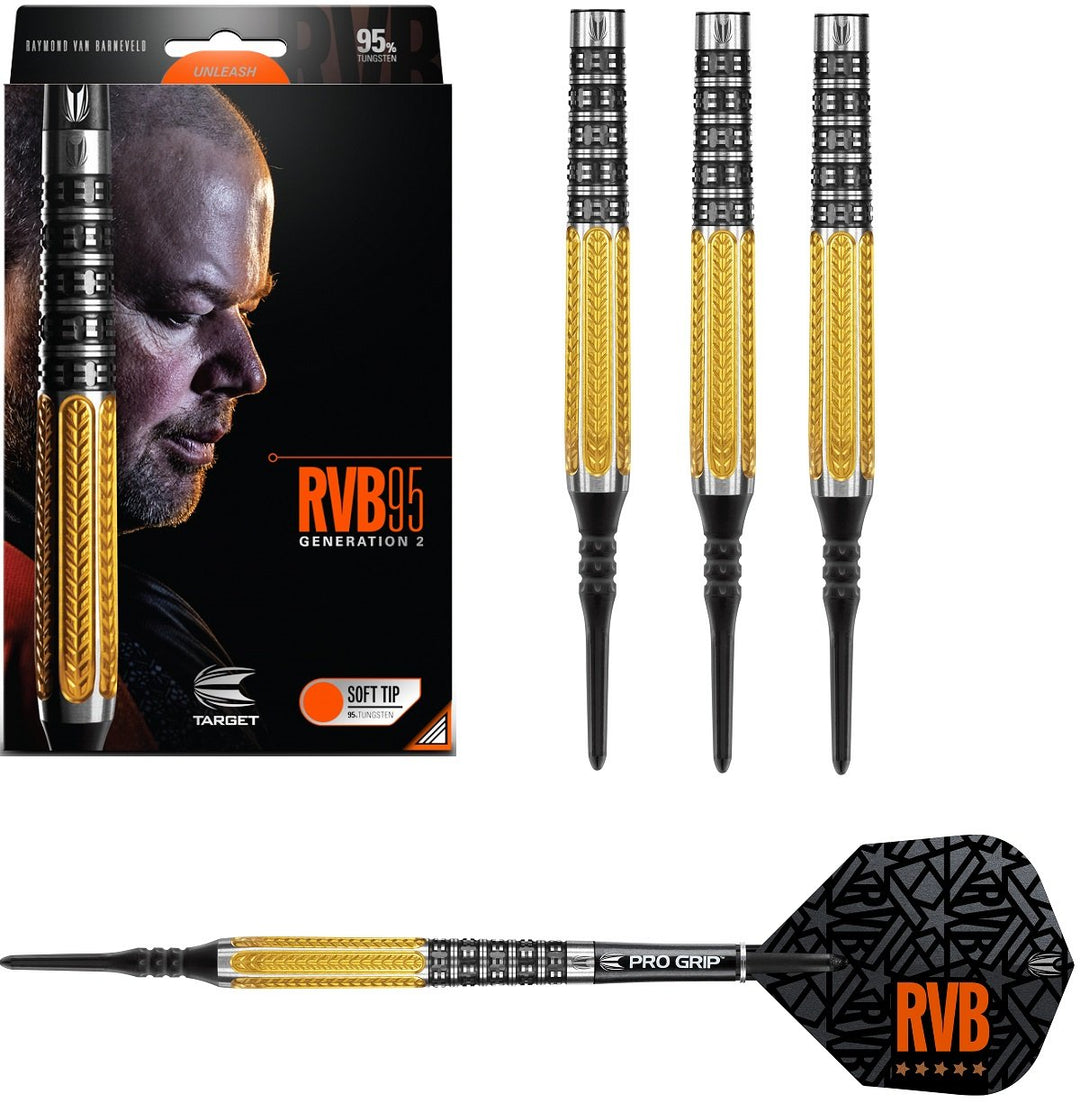 Raymond van Barneveld Gen 2 RVB95 Tungsten Soft Tip Darts by Target