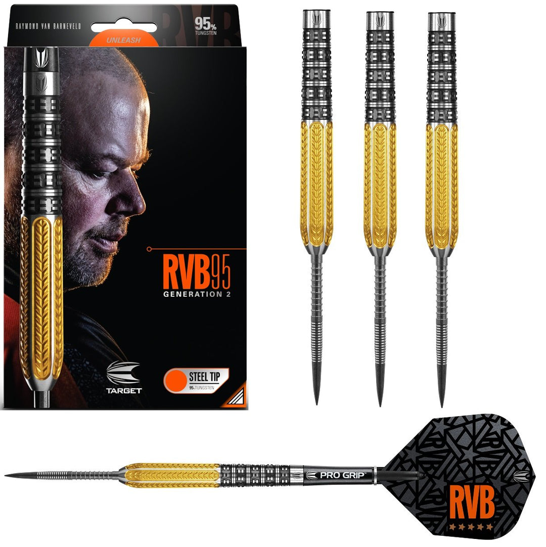 Raymond van Barneveld Gen 2 RVB95 Tungsten Steel Tip Darts by Target