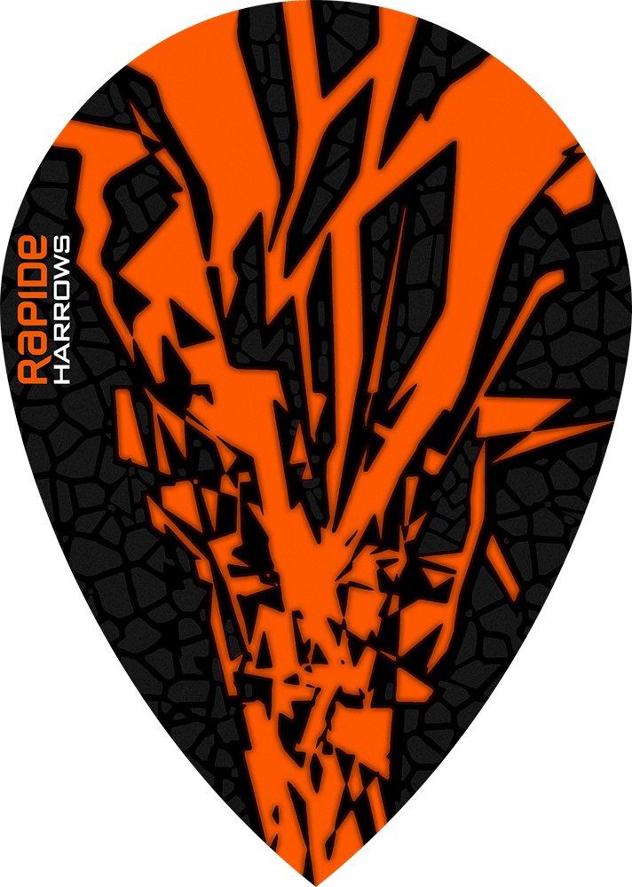 Harrows Rapide Pear Orange on Black Dart Flights